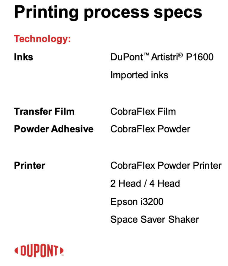 Printing process specs